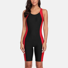 Anfilia One Piece Women Pro Sports Swimwear Boyleg Knee-length Sport Swimsuit Patchwork Bikini Beach Wear Bathing Suit voguable