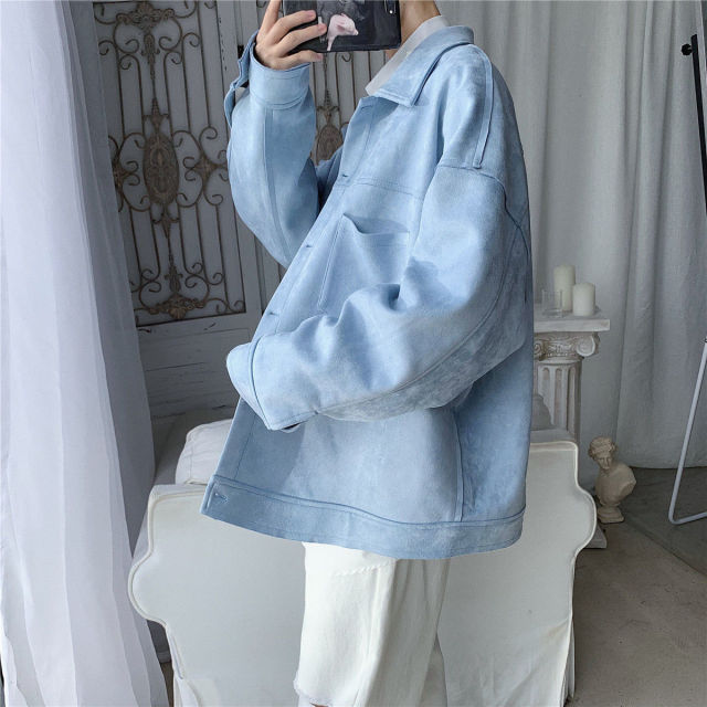 Voguable Privathinker Men's Solid Oversized Suede Jackets Korean Style Men Casual Loose Coats 2021 Autumn New Men's Fashion Outerwear voguable