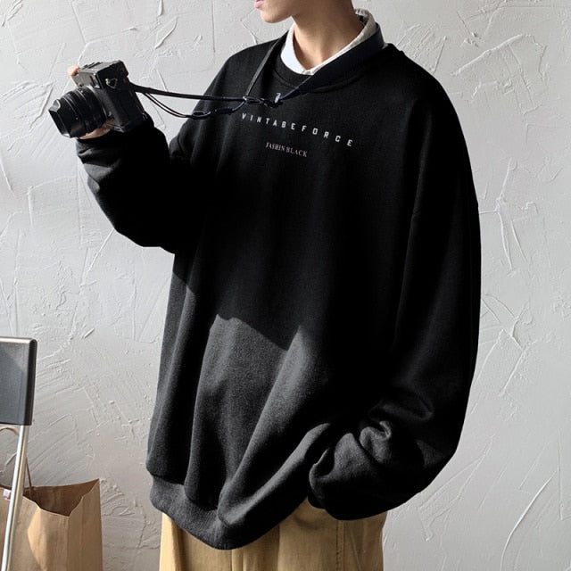 Voguable Graphic Printed Men's Black Sweatshirts 2021 Autumn Men Casual O-neck Pullovers Hoodies Korean Man Sweatshirts Tops voguable