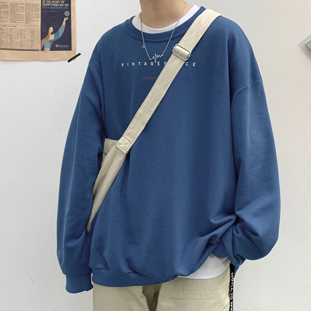 Voguable Graphic Printed Men's Black Sweatshirts 2021 Autumn Men Casual O-neck Pullovers Hoodies Korean Man Sweatshirts Tops voguable