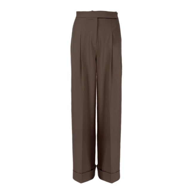Mnealways 18 Spring Summer Black Ladies Office Trousers Women High Waist Pants Pockets Female Pleated Wide Leg Pants Solid 2021 voguable