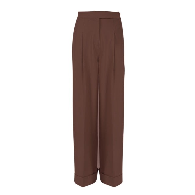 Mnealways 18 Spring Summer Black Ladies Office Trousers Women High Waist Pants Pockets Female Pleated Wide Leg Pants Solid 2021 voguable
