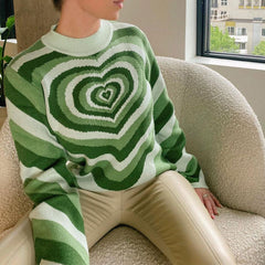 Preppy Style Knit Women Pullover Sweater Spring Autumn New Design Blue White Printed Soft Loose Tops Lady Long Sleeve Sweaters voguable