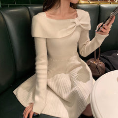 Party One Piece Dress Korean 2021 Autumn Long Sleeve Slim Sweater Dress Women Casual Elegant Office Knitted Dress Female Winter voguable