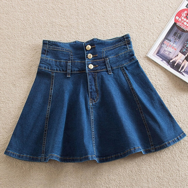 Denim Skirt With Ruffles 6XL 7XL Harajuku Y2K Jeans Skater Woman High Waist Bottom Female Casual Pleated Micro Mini Short Jurken voguable