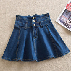 Denim Skirt With Ruffles 6XL 7XL Harajuku Y2K Jeans Skater Woman High Waist Bottom Female Casual Pleated Micro Mini Short Jurken voguable