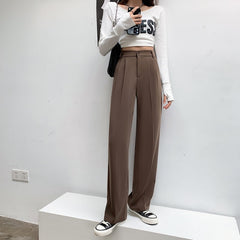 voguable Casual High Waist Loose Wide Leg Pants for Women Spring Autumn New Female Floor-Length White Suits Pants Ladies Long Trousers voguable