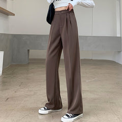 voguable Casual High Waist Loose Wide Leg Pants for Women Spring Autumn New Female Floor-Length White Suits Pants Ladies Long Trousers voguable