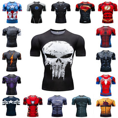 Voguable Compression Running T-shirt Men Printing Short Sleeve Sport Acitve Wear for Male Gym Clothing Fitness Bodybuilding Workout Tops voguable