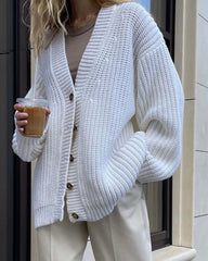 Yiyiyouni Autumn Winter V-Neck Loose Cardigans Women Single Breasted Casual Oversized Sweater Female Long Sleeve Knitted Jumpers voguable