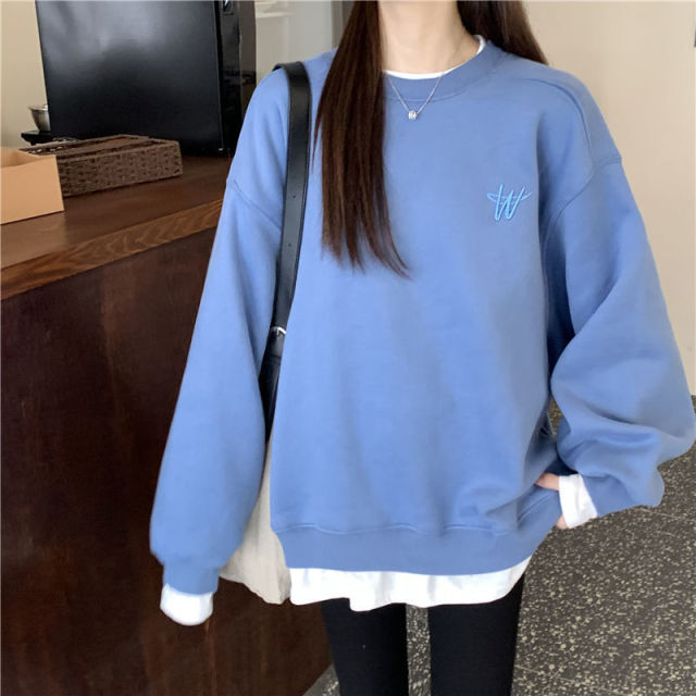Voguable Autumn Winter Girl Korean Version Oversized Hoodies Street Style Letter Embroidery Sweatshirt Fleece Thick Pullover Tops Femmes voguable