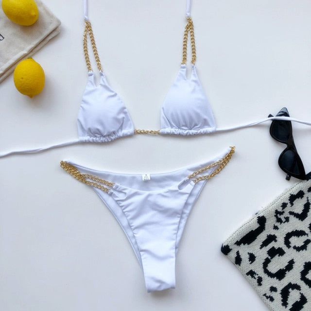 Voguable  bikini set Halter swimwear women 2022 Hollow out swimsuit female bathers two piece High cut bathing suit biquini New voguable
