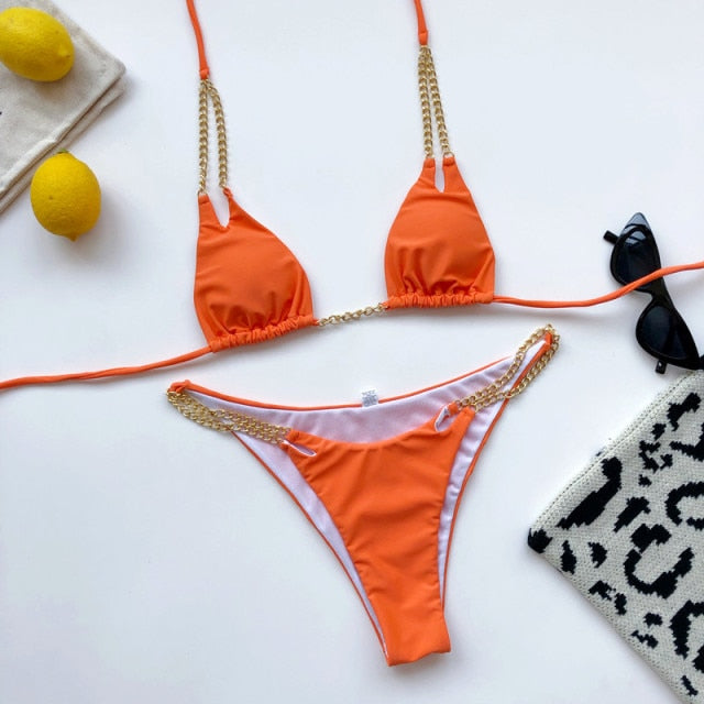 Voguable  bikini set Halter swimwear women 2022 Hollow out swimsuit female bathers two piece High cut bathing suit biquini New voguable