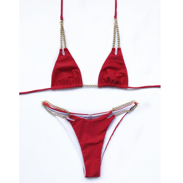 Voguable  bikini set Halter swimwear women 2022 Hollow out swimsuit female bathers two piece High cut bathing suit biquini New voguable