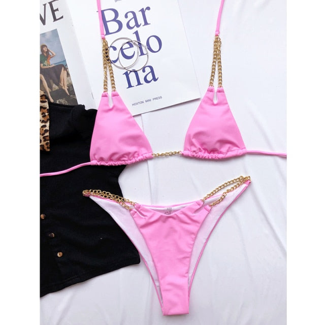Voguable  bikini set Halter swimwear women 2022 Hollow out swimsuit female bathers two piece High cut bathing suit biquini New voguable
