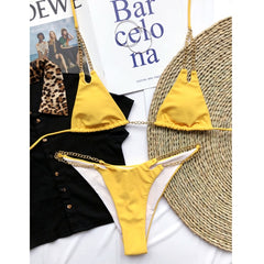 Voguable  bikini set Halter swimwear women 2022 Hollow out swimsuit female bathers two piece High cut bathing suit biquini New voguable