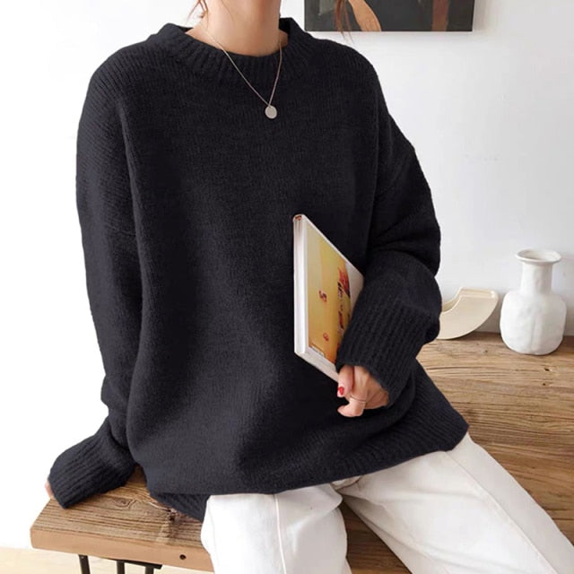WYWM Cashmere Elegant Women Sweater Oversized Knitted Basic Pullovers O Neck Loose Soft Female Knitwear Jumper voguable