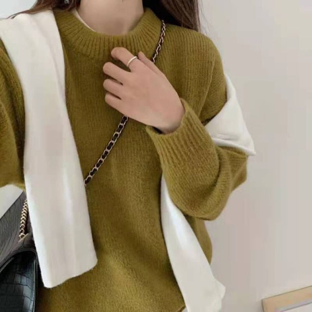 WYWM Cashmere Elegant Women Sweater Oversized Knitted Basic Pullovers O Neck Loose Soft Female Knitwear Jumper voguable