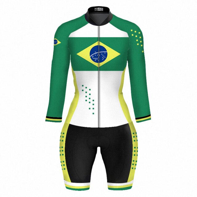 2021 Triathlon Brasil Style Cycling Monkey Clothing Bikers Jumpsuit for Women Summer Breathable Bicycle Sports Suit Ropa Ciclism voguable