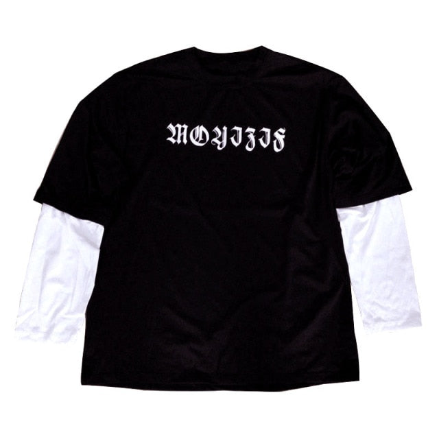 Voguable Long Sleeve Fake Two-piece T Shirt Striped Big Shirts Men Clothing Men Fashion 2020 New Oversized Tees Clothes Tshirt voguable
