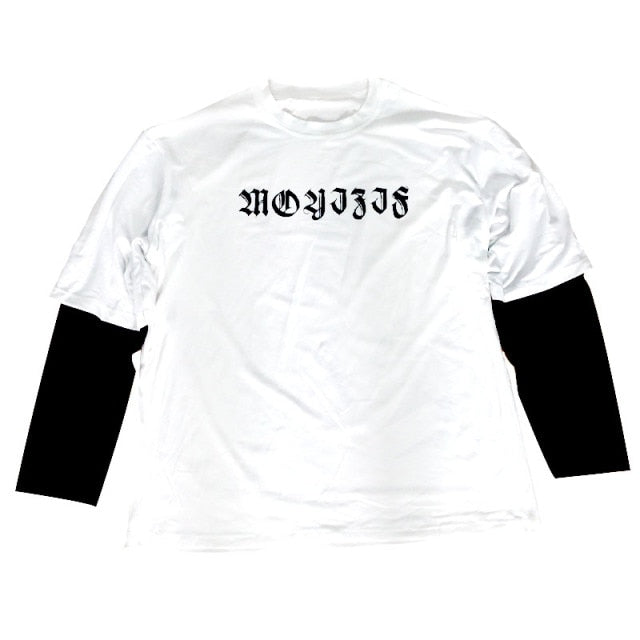 Voguable Long Sleeve Fake Two-piece T Shirt Striped Big Shirts Men Clothing Men Fashion 2020 New Oversized Tees Clothes Tshirt voguable