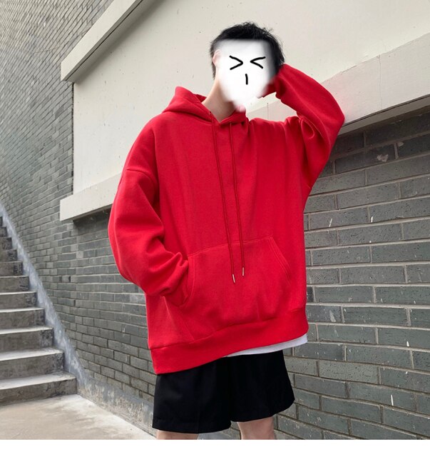 Voguable Men's Hoodie Harajuku Student Sweatshirt Pure Color Simple Comfortable Hip Hop Streetwear Men's Women' Pullover Sweatshirt voguable