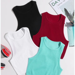 4pcs Women's Rib-knit Tube Top Seamless Fitness Crop Top Vest Tank Tops Gym Workout Sports Bra Running Training Tops for Girls voguable
