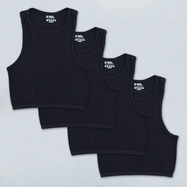 4pcs Women's Rib-knit Tube Top Seamless Fitness Crop Top Vest Tank Tops Gym Workout Sports Bra Running Training Tops for Girls voguable