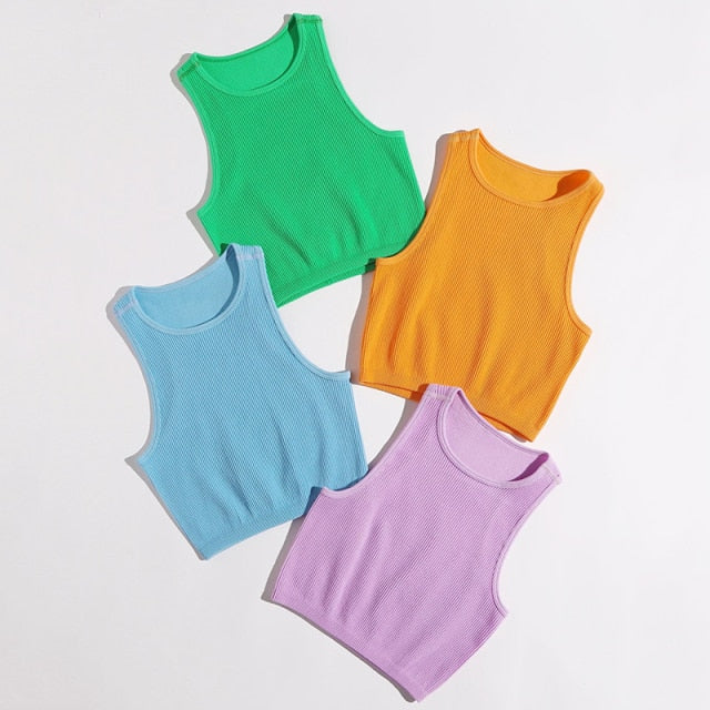 4pcs Women's Rib-knit Tube Top Seamless Fitness Crop Top Vest Tank Tops Gym Workout Sports Bra Running Training Tops for Girls voguable