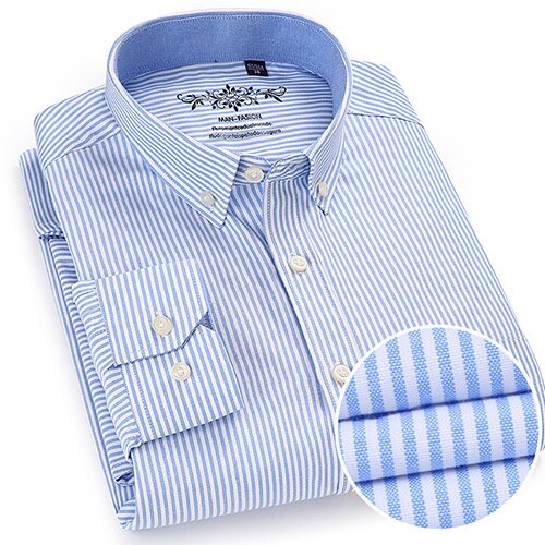 Voguable Men's Button Down Casual Durable Oxford Shirt Single Patch Pocket Spring Autumn Long Sleeve Standard-fit Striped Plaid Shirts voguable