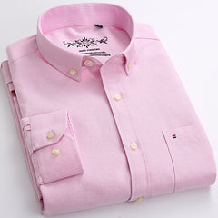 Voguable Men's Button Down Casual Durable Oxford Shirt Single Patch Pocket Spring Autumn Long Sleeve Standard-fit Striped Plaid Shirts voguable