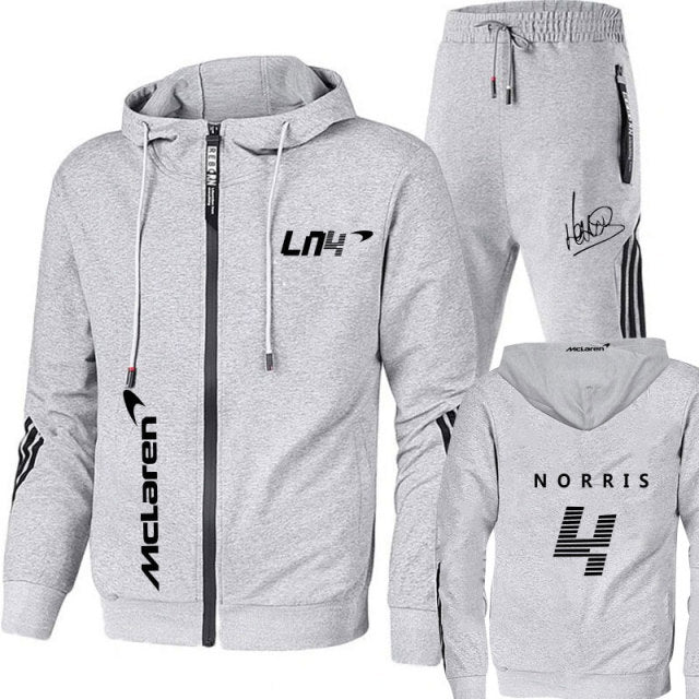 Voguable Summer Formula One Race Riders Lando Norris F1 Mclaren team zipper hoodies tracksuit men's sets clothes+trousers Sweatshirt voguable