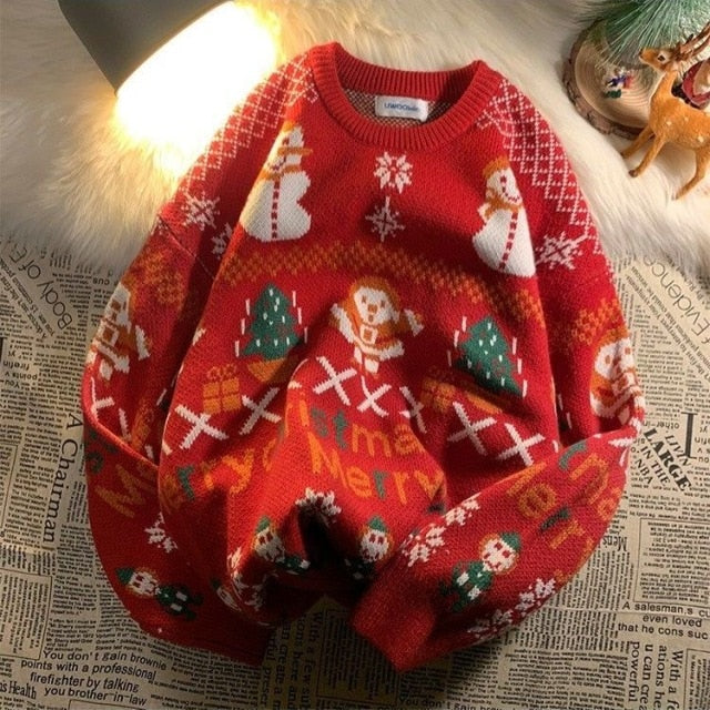 Voguable Men's And Women'sTurtleneck Christmas Sweater Ladies Lovely Elk   Pullover Sweater Outer Wear Sweater Holiday Costumes Loose Top voguable