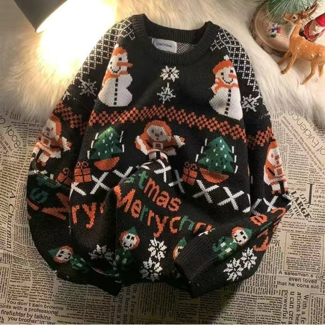 Voguable Men's And Women'sTurtleneck Christmas Sweater Ladies Lovely Elk   Pullover Sweater Outer Wear Sweater Holiday Costumes Loose Top voguable