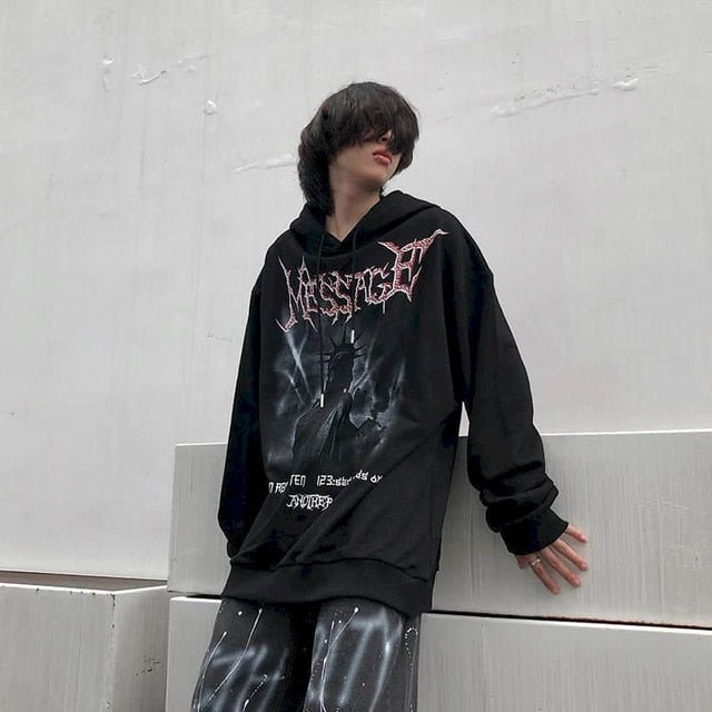 Diablo hip-hop printed hooded sweatshirt men's European  American street rock bombing street hoodies punk Harajuk streetwear top voguable