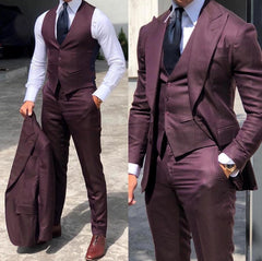 Voguable Classy Wedding Tuxedos Suits Slim Fit Bridegroom For Men 3 Pieces Groomsmen Suit Male Cheap Formal Business  (Jacket+Vest+Pants£© voguable