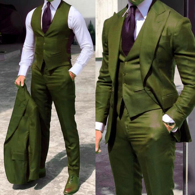 Voguable Classy Wedding Tuxedos Suits Slim Fit Bridegroom For Men 3 Pieces Groomsmen Suit Male Cheap Formal Business  (Jacket+Vest+Pants£© voguable