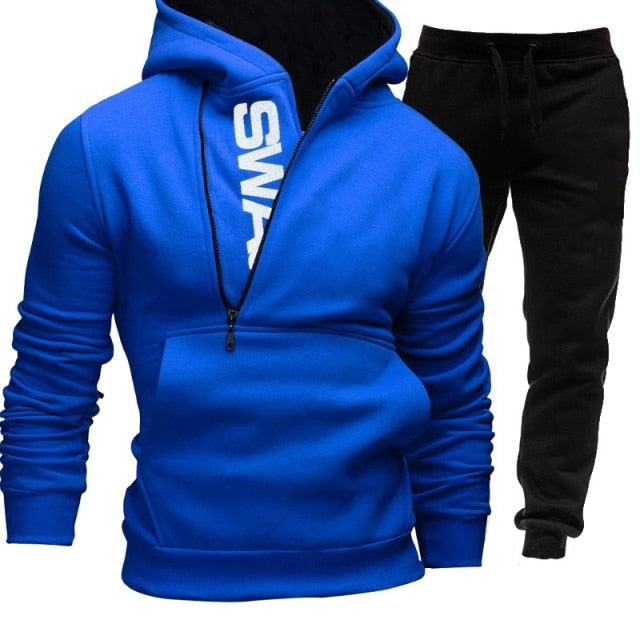 Voguable Fashion Trendy Men's Sweatshirt 2-piece Set Comfortable Loose Warm jacket+ pants For Autumn Winter Sports Hoodie Set voguable