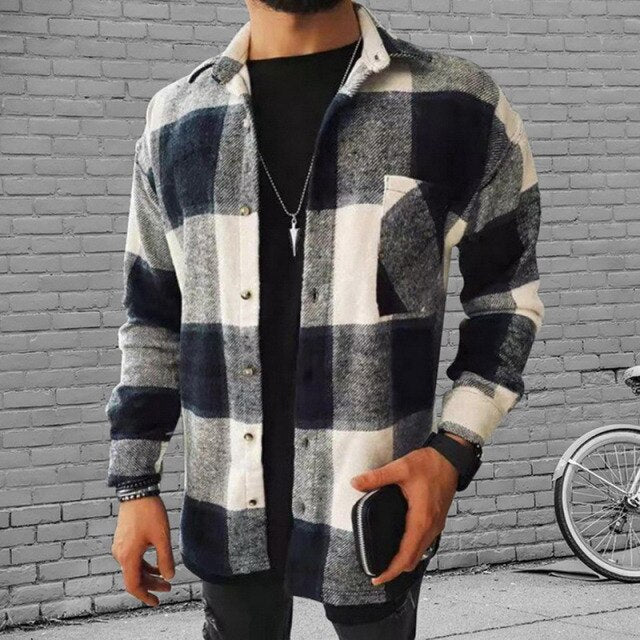 Voguable 2021 Brand Men's Fashion Spring Plaid Casual Flannel Shirts Long Sleeve Soft Comfort Slim Fit Styles Men Jacket Cardigan Shirt voguable