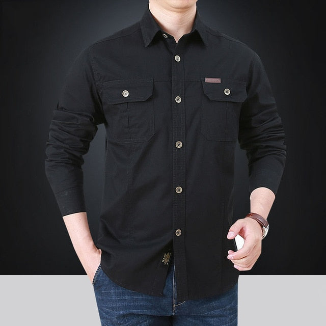 Voguable New Men's Casual Shirt 5XL 6XL Male Overshirt 2021 Autumn Military Pure Cotton Shirts Men Clothing Leisure Shirt Blouse AF1388 voguable