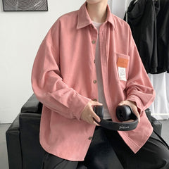 Voguable Men's Corduroy Long Sleeve Shirts Autumn Korean Shirt Woman Fashion Casual Oversize Shirt Printed Clothing voguable