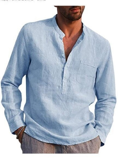 Voguable 2021 Shirt Men's Shirt Summer Shirt Autumn Hot Shirt Men's Cotton Linen Shirt Linen Shirt Large Size Shirt Business Shirt voguable