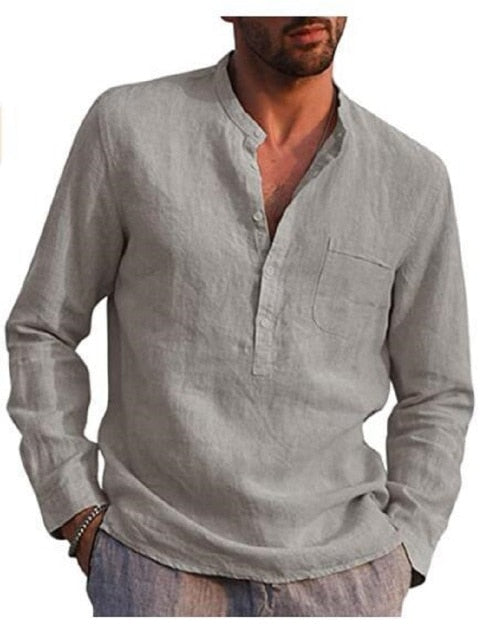 Voguable 2021 Shirt Men's Shirt Summer Shirt Autumn Hot Shirt Men's Cotton Linen Shirt Linen Shirt Large Size Shirt Business Shirt voguable