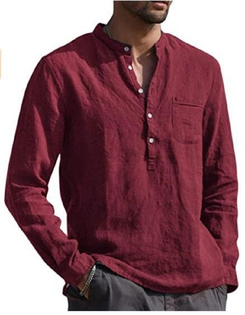 Voguable 2021 Shirt Men's Shirt Summer Shirt Autumn Hot Shirt Men's Cotton Linen Shirt Linen Shirt Large Size Shirt Business Shirt voguable