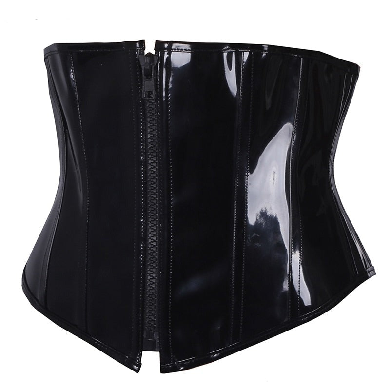FLORAT Ladies Slimming Corsets And Bustiers Sexy PVC Lingerie Black Body Shaper Waist Trainer Corset Steampunk Underbust Top voguable