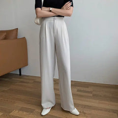 spring and summer wide-legged trousers female elastic waist design anti-wrinkle women pants 25009# voguable